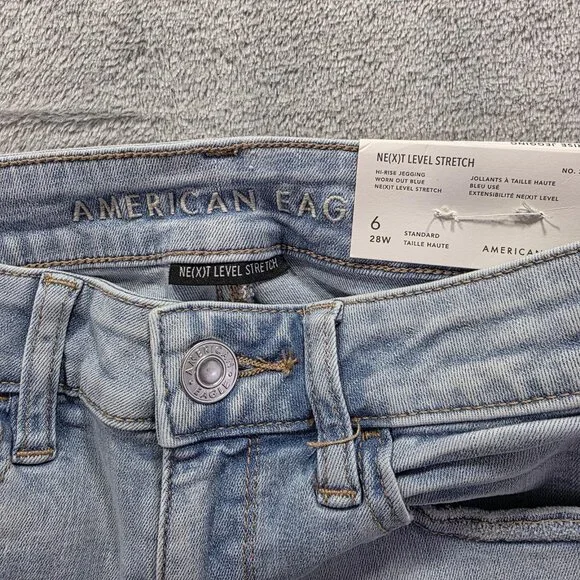 American Eagle Jeans Womens 6 28W Light Wash Hi-Rise Jegging Next Level Stretch - Picture 4 of 11